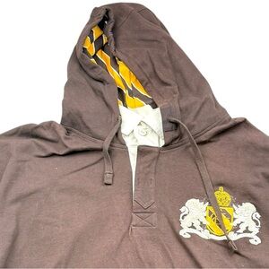 Ecko Unltd Hoodie Mens 2XL Brown Crest Graphic Pullover Streetwear Sweatshirt